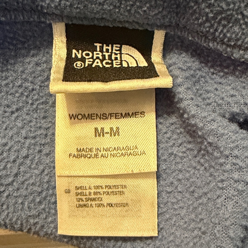 The North Face Women's Blue Fleece Zip Up Medium Jacket with Black Trim - Picture 10 of 12